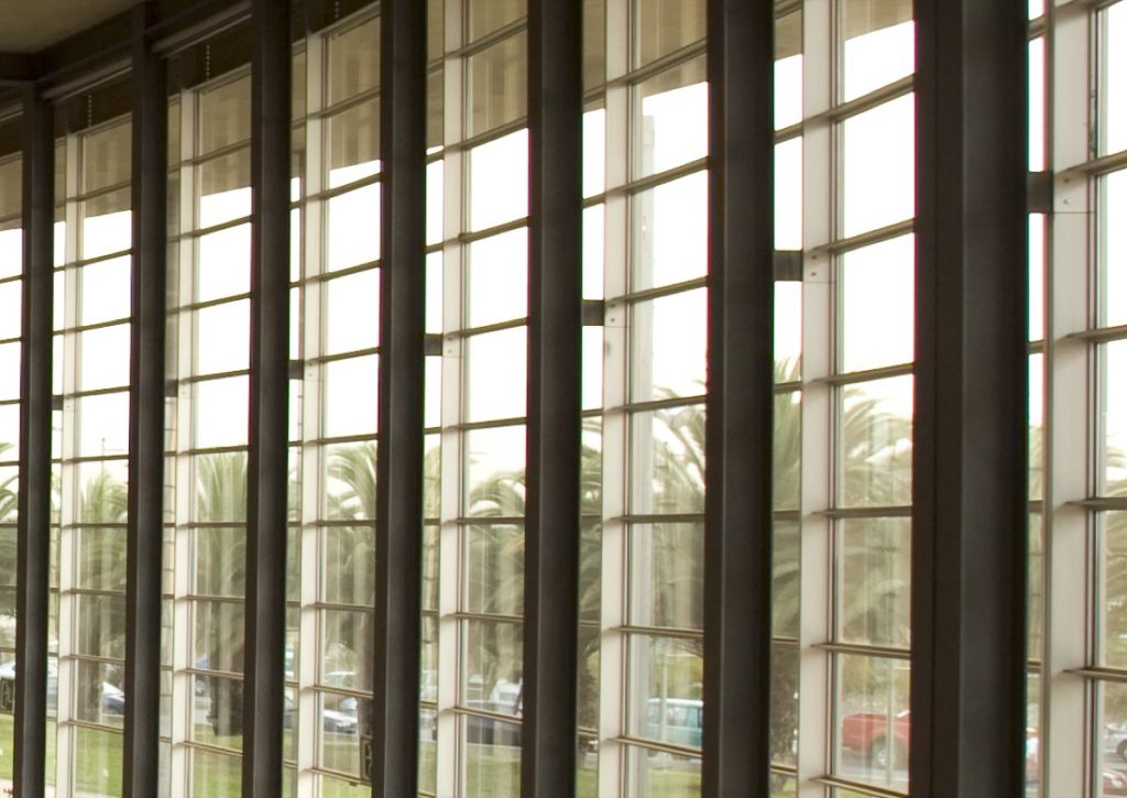 Floor-to-ceiling lobby windows